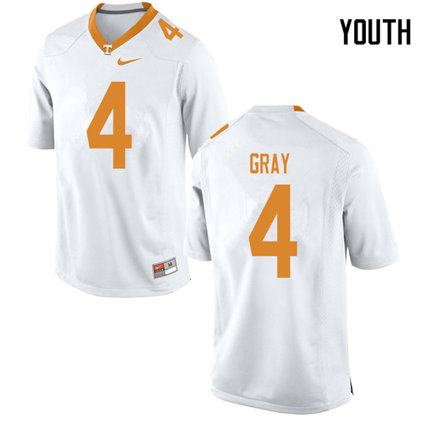 Youth #4 Maleik Gray Tennessee Volunteers College Football Jerseys Sale-White